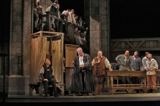 James Morris (center) as Hans Sachs in Wagner's Die Meistersinger von Nürnberg. Photo: Ken Howard/Metropolitan Opera 