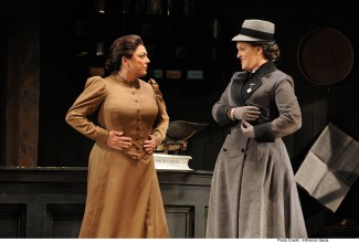Roxane Hislop as Mrs Herring & Dominica Matthews as Florence Pike. 