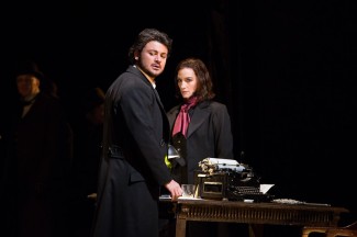 Vittorio Grigolo in the title role and Kate Lindsey as Nicklausse in Offenbach's "Les Contes d’Hoffmann."  Photo: Marty Sohl/Metropolitan Opera