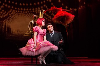 Erin Morley as Olympia and Vittorio Grigolo in the title role of Offenbach's "Les Contes d’Hoffmann." Photo: Marty Sohl/Metropolitan Opera