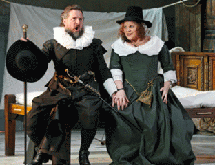 Richard Anderson (Dr. Bartolo) and Jacqueline Dark (Marcellina)