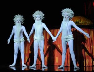 Oliver Rice (Second Spirit), Kiri Jenssen (First Spirit) and Paolo Lieghio (Third Spirit).