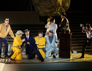 David Greco as The Engineer, Martin Buckingham as The Premier, Adam Frandsen as The Architect, Samuel Dundas and Simon Meadows as Reporters and members of the ensemble