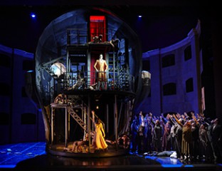 Saimir Pirgu as Shepherd, Lorina Gore as Roxana, the Opera Australia Chorus and dancers in Opera Australia’s King Roger. Photo credit: Keith Saunders