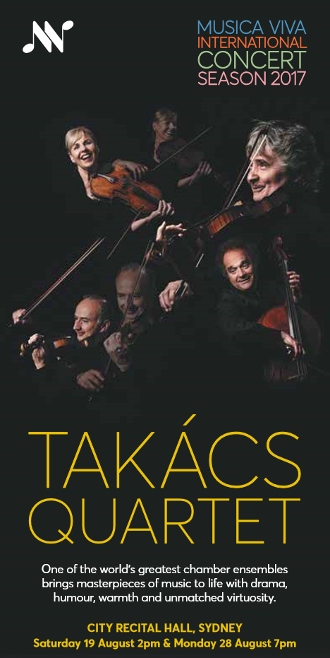 Musica Viva Presents Takács Quartet With A World Premiere