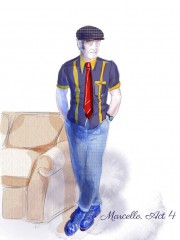 Marcello costume design inspiration for Act 4 in Handa Opera on Sydney Harbour — La Bohème. Credit Dan Potra