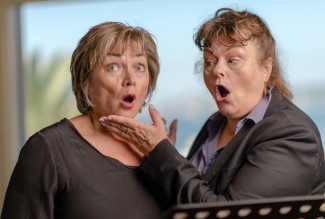 Kate Mannix and Genevieve Lemon in Joanna Weinberg's The Secret Singer